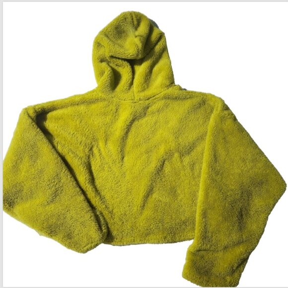 The Grinch Fleece Hoodie Crop Top Dr Seuss Size XL Green Big Grinch Face - Picture 6 of 13